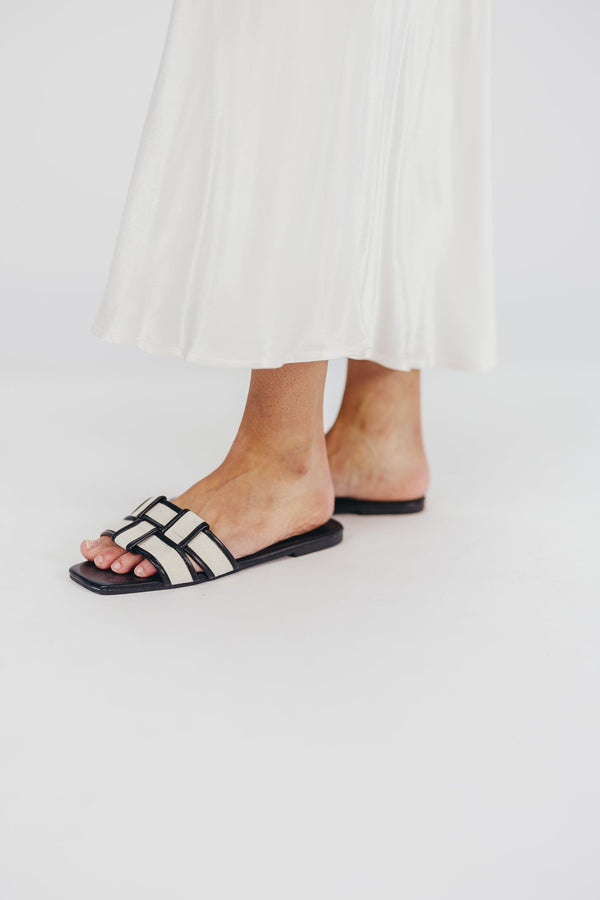 Essie Woven Canvas Slides in Black