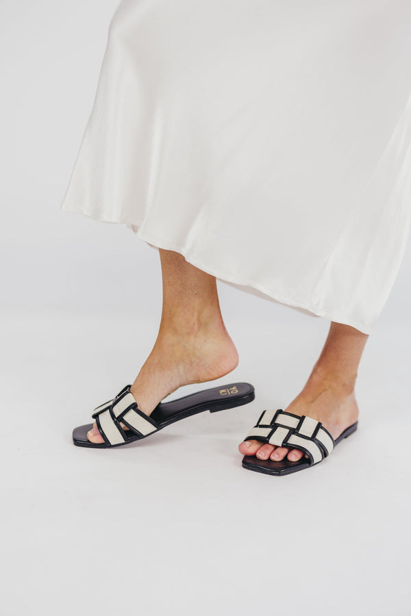 Essie Woven Canvas Slides in Black