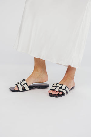 Essie Woven Canvas Slides in Black