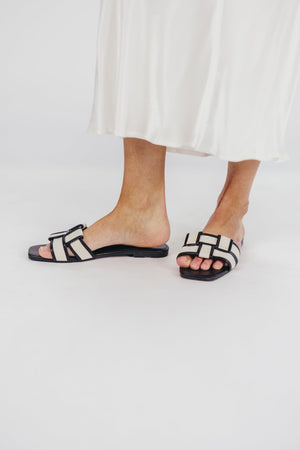 Essie Woven Canvas Slides in Black