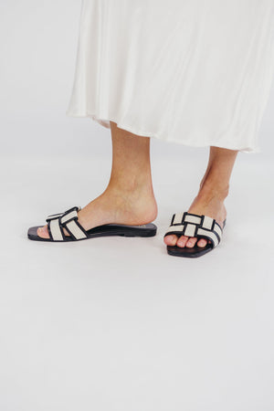 Essie Woven Canvas Slides in Black