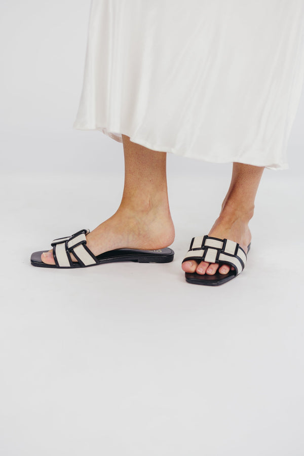 Essie Woven Canvas Slides in Black