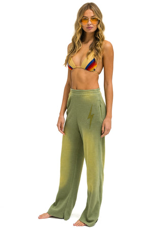 BOLT STITCH WIDE LEG POCKET SWEATPANTS - FADED ARMY