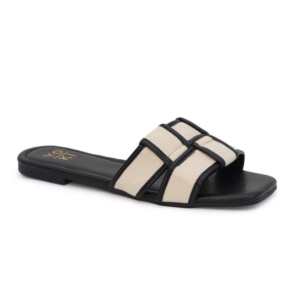 Essie Woven Canvas Slides in Black