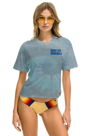 WINDY CITY SMOKEOUT 2023 BOYFRIEND TEE - TIE DYE HEATHER BLUE