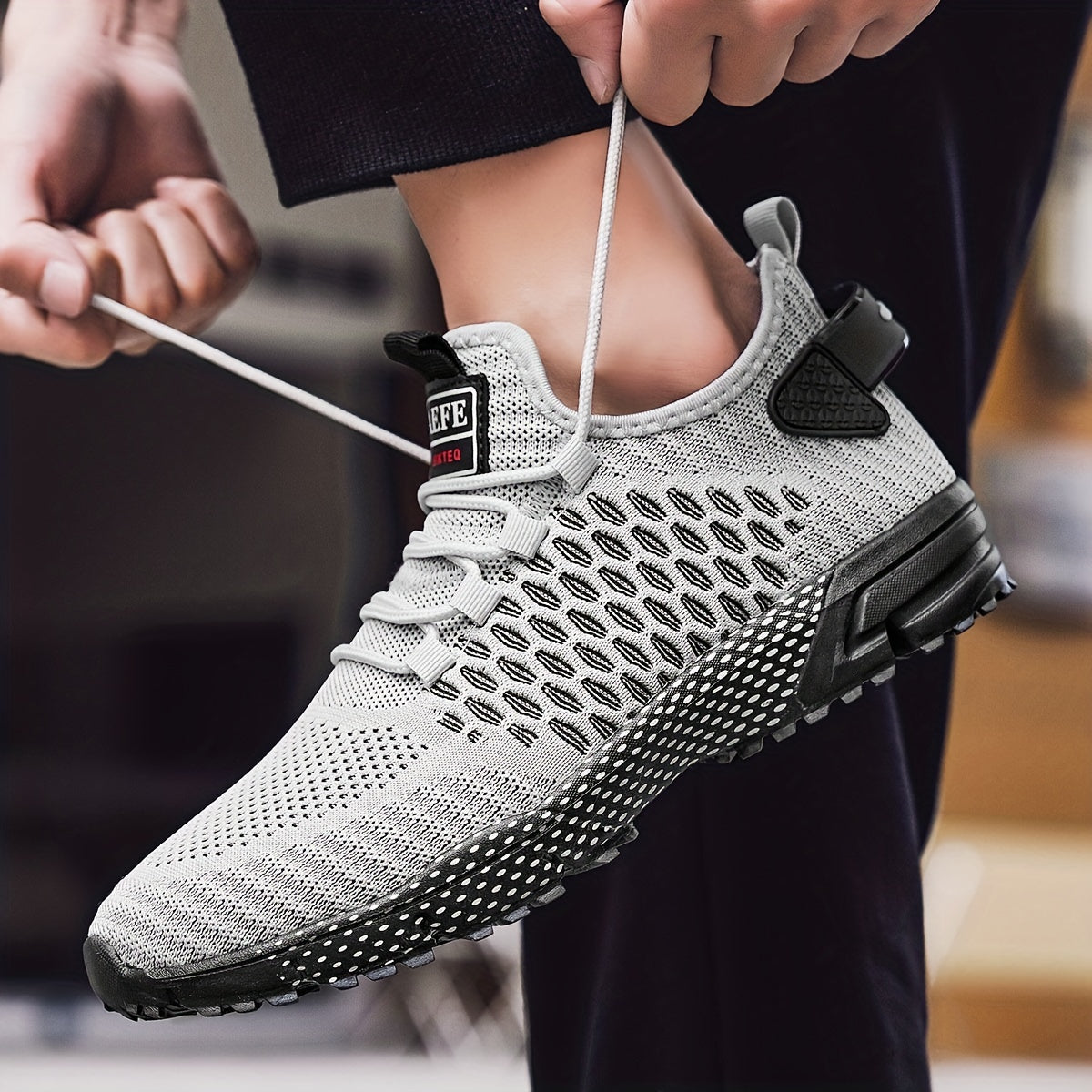 Casual Geometric Print Breathable Mesh Sneakers